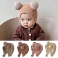 thumbnail image 1 of Sunjoy Tech Fall Winter Children Hat Knitted Cartoon Ear Decor Warm Ear Infant Baby Cap Beanie Thick Soft Elastic Button Closure Unisex Anti slip Lightweight Hat, 1 of 6
