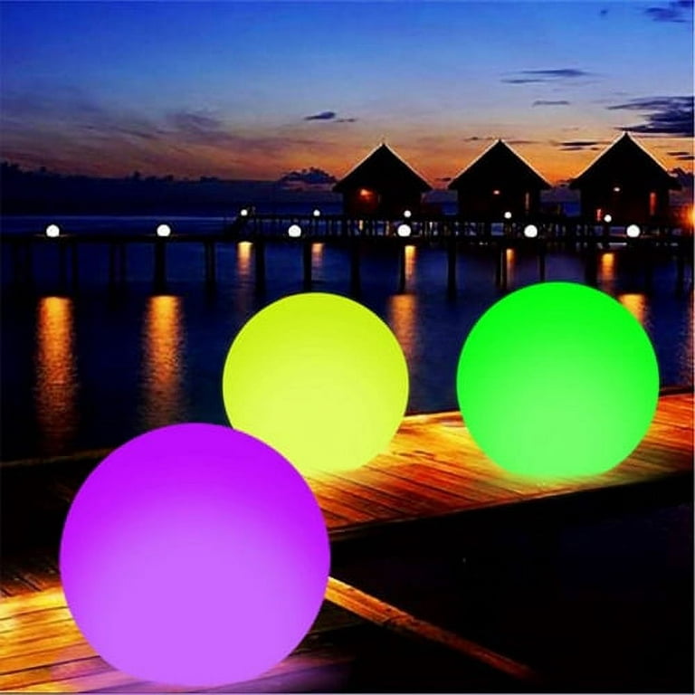 Floating Pool Lights,16” Inflatable Waterproof LED Glowing Globe ball,13  Color Changing Led Pool Balls Lights,Outdoor LED Night Lamp Beach Ball for