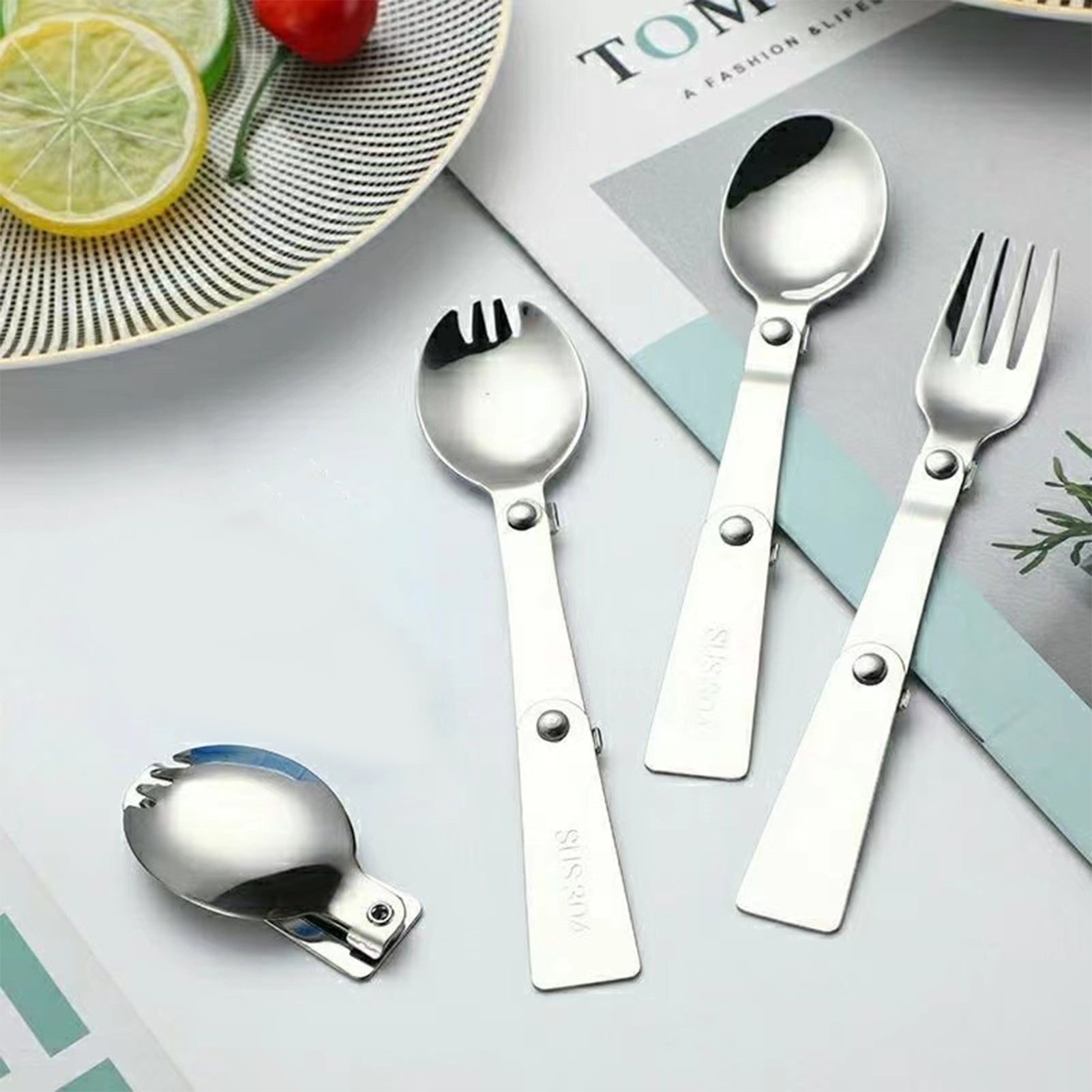 Sunjoy Tech Folding Spoon And Fork Stainless Steel Foldable Spoon