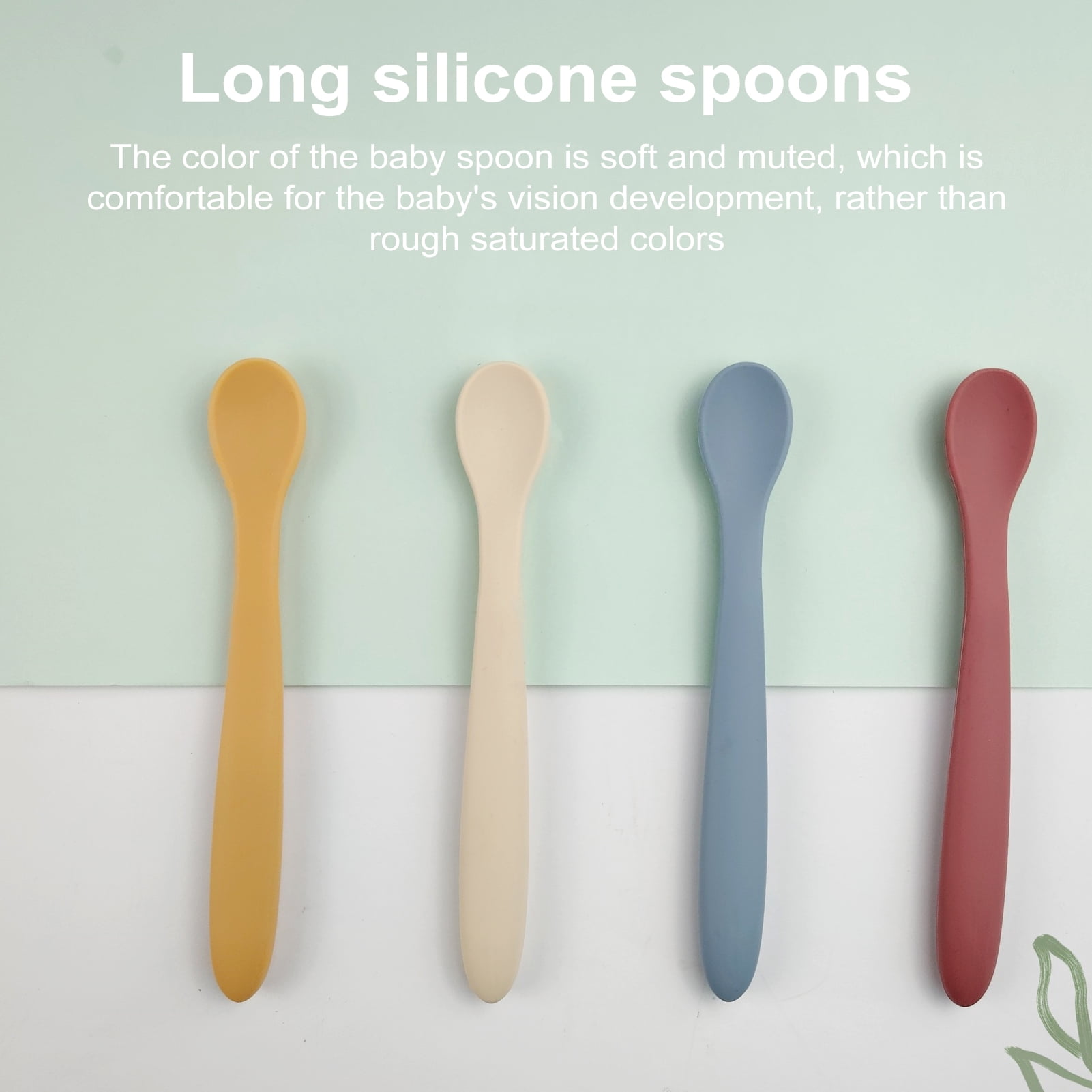 Sunjoy Tech Food Spoon Long-handled Silicone Baby Feeding Spoon Heat ...