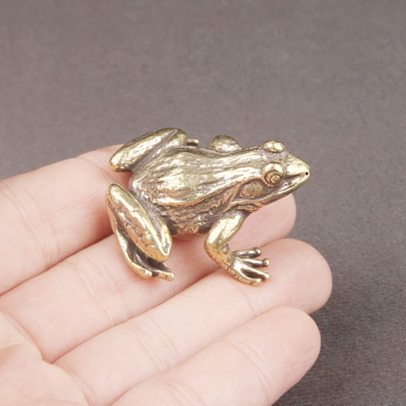 Sunjoy Tech Frog Statue Wear-resistant Vivid Appearance Creative Reusable Copper Frog Sculpture Tea Pet Ornament Household Supplies