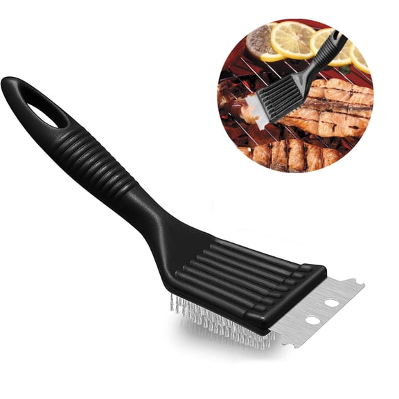 Sunjoy Tech Grill Cleaning Brush BBQ Cleaner Brush Metal Scraper Sturdy Wire Bristles & Nonslip Handle Barbecue Grill Accessory Gas/Charcoal Grill Cleaning Tool