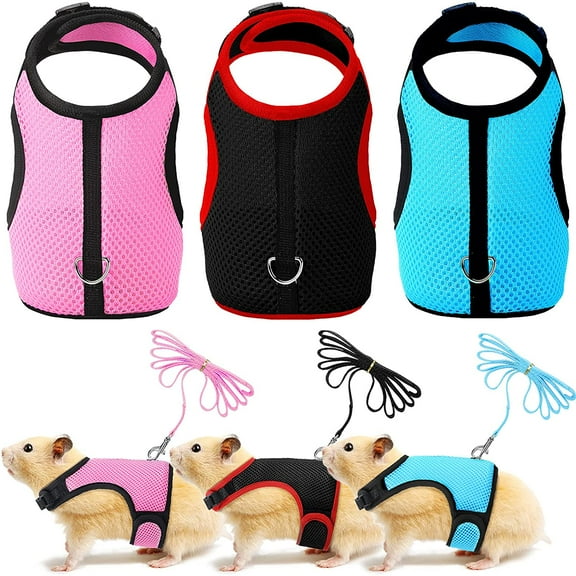 Sunjoy Tech Guinea Pig Harness and Leash - Soft Mesh Small Animal Harness, No Pull Comfort Padded Vest for Guinea Pigs, Ferret, Chinchilla and Similar Small Animals