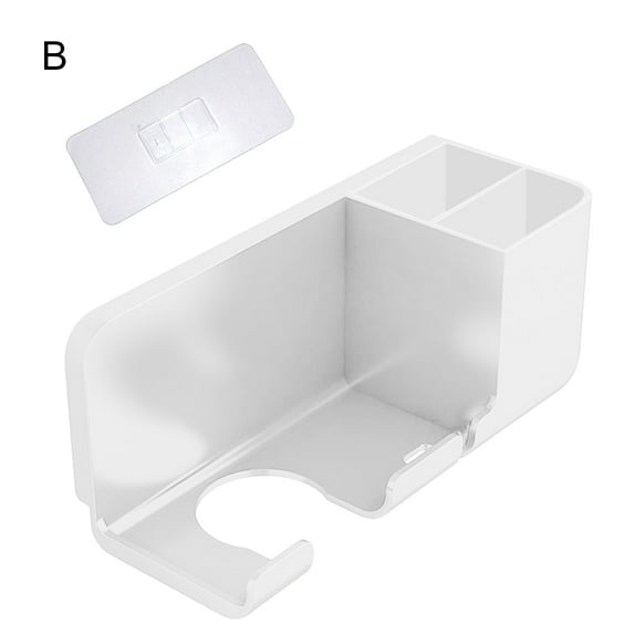 Sunjoy Tech Hair Dryer Organizer Wall-mounted Large Capacity Solid Color Hairdryer Shelf Deep Store Hair Dryer Stable Structure Smooth Edge Bathroom Rack Bathroom Supplies