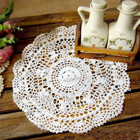 Sunjoy Tech Handmade Crochet Doilies Cotton Table mats Lace Doilies Doily Round Lace Placemats Crochet Placemat