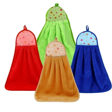Sunjoy Tech Hangable Hand Towels Absorbent Fleece Bathroom Hand Towels Soft Thick Dish Cloth Hand Dry Towels Hand Towels for Kitchen Bathroom Hanging