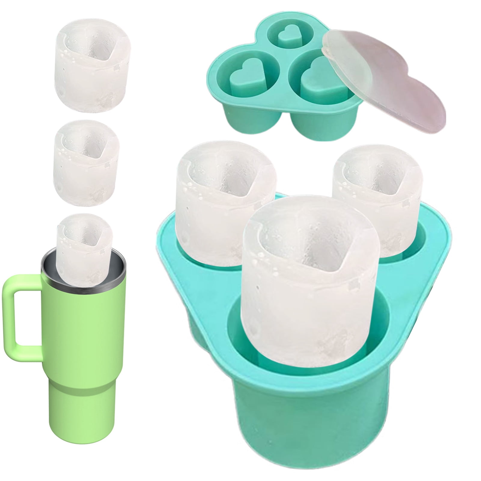 Sunjoy Tech Heart Shaped Ice Tray with Lid Silicone Ice Mold for