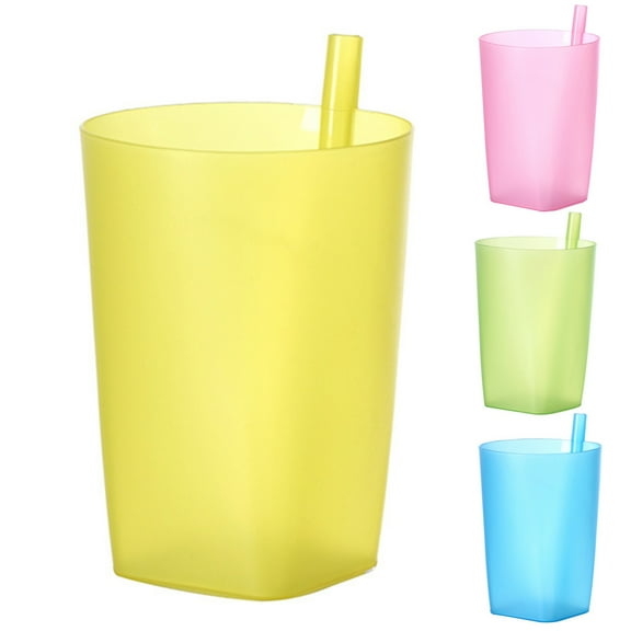 Sunjoy Tech Home Kids Cups with Built-in Straw - Drinking Cups with Straws - Children Sip-a-Cup Dishwasher Safe BPA Free Brightly Colored Great Kid and Students Straw Cups - 1PC