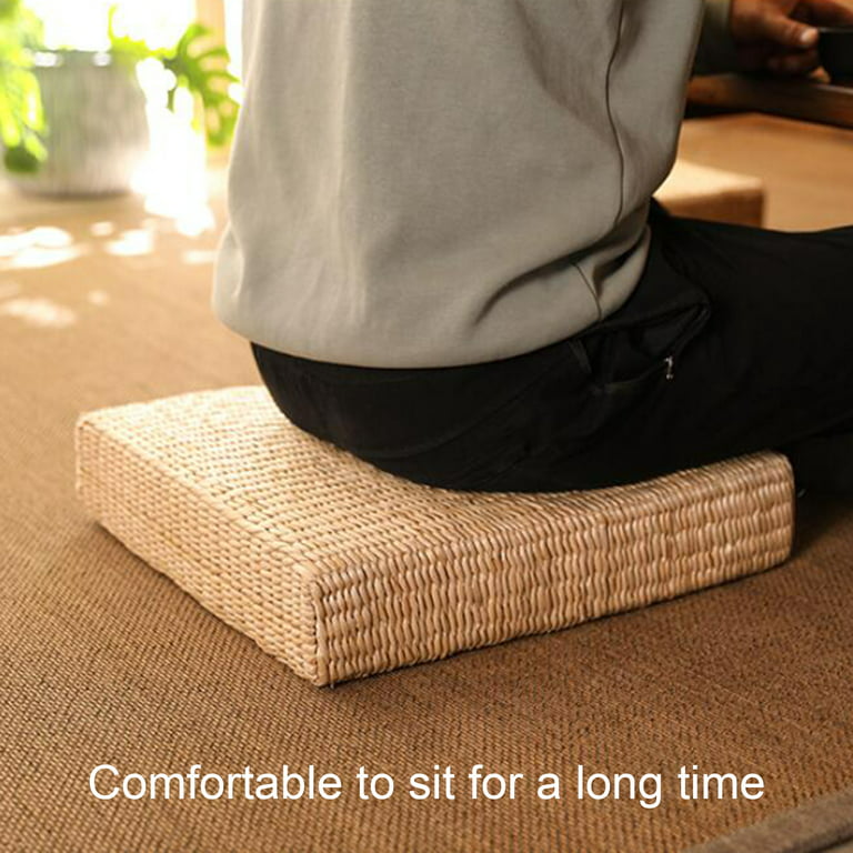 Sunjoy Tech Japanese Seat Cushion Square Pouf Tatami Chair Pad Yoga Seat Pillow Straw Knitted Floor Mat Garden Dining Room Home Decor Outdoor, Size