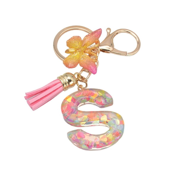 Sunjoy Tech Key Chain 26 Letters Butterfly Women Compact Long Lasting Key Ring Bag Decoration