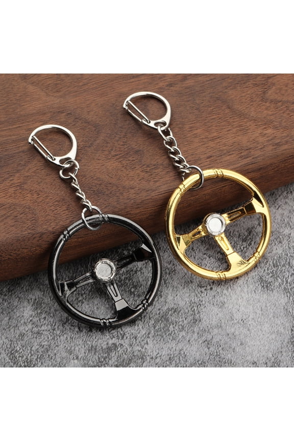 Key Chain Burr Free Reusable Zinc Alloy Steering Wheel Shape Car Key Ring Hanging Pendant Household Supplies