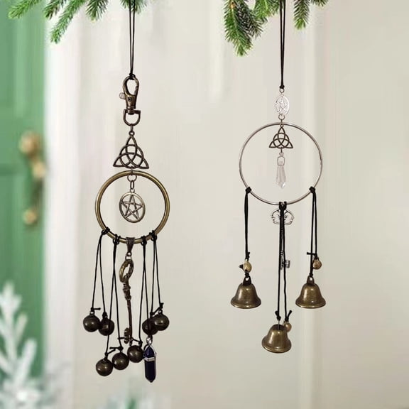 Sunjoy Tech Keys Keychain Design Wind Chime Ornament Vintage Handmade Witch Bells Wind Chime Hanging Decoration Car Interior
