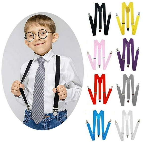 Sunjoy Tech Kids Adjustable Elastic Y-Back Suspenders, 3 Clips, 55cm-65cm, Black