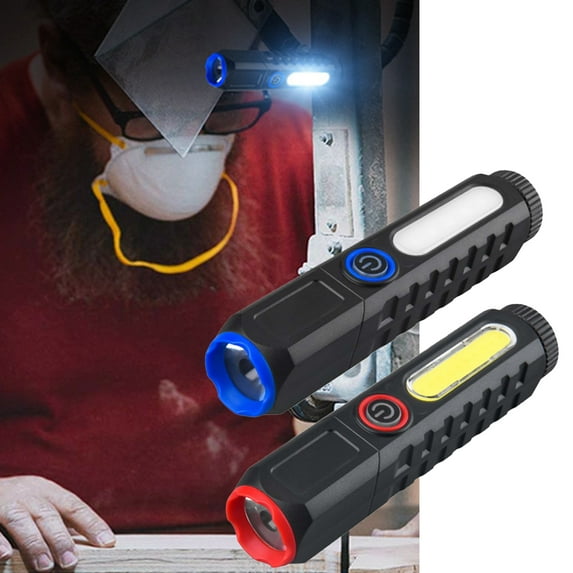 Sunjoy Tech LED Flashlight Waterproof High Brightness Long Irradiation Distance Compact Size Tail Magnet Design Rechargeable Tactical Flashlight LED Torch with Side Light Camping Supplies