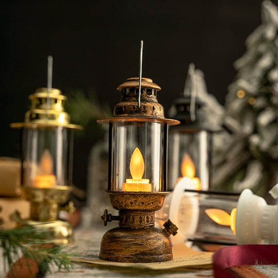 Sunjoy Tech LED Lamp Energy Saving Retro Style Glare Free Hanging Loop Design Easy to Hang Decorative Plastic Romantic Mini Desktop LED Candle Lantern Decor for Home