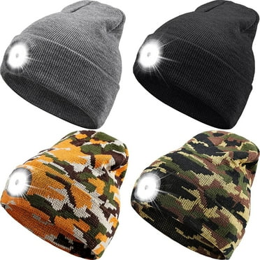Sunjoy Tech LED Lighted Beanie, Unisex Warm Knitted Hat, Rechargeable Headlamp Cap for Outdoors, Tech Gift for Men Dad Father Him