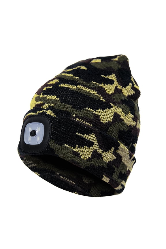 LED Lighted Beanie, Unisex Warm Knitted Hat, Rechargeable Headlamp Cap for Outdoors, Tech Gift for Men Dad Father Him