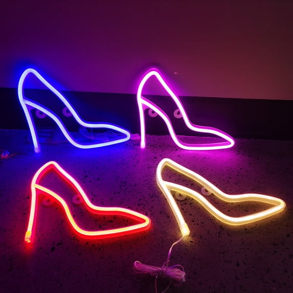 Sunjoy Tech LED Neon Light Colorful Wall Decoration USB/Battery Powered High Heels Decorative Lamp for Bedroom
