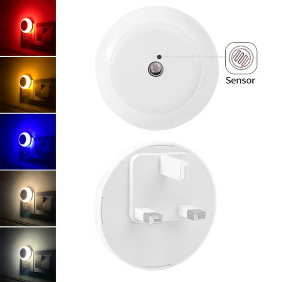 Sunjoy Tech LED Night Lamp Super Bright Auto On/Off Energy Saving Plug And Play Flicker Free Illumination ABS Light Sensor Control Round LED Lamp Home Supplies
