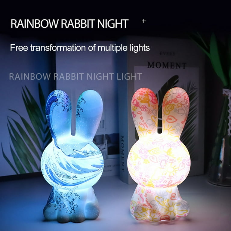 Sunjoy Tech LED Rabbit Light Creative Shape Adorable Appearance Lighting Color Adjustable Flicker Free Touch Control Decorative PVC Cartoon Bunny LED