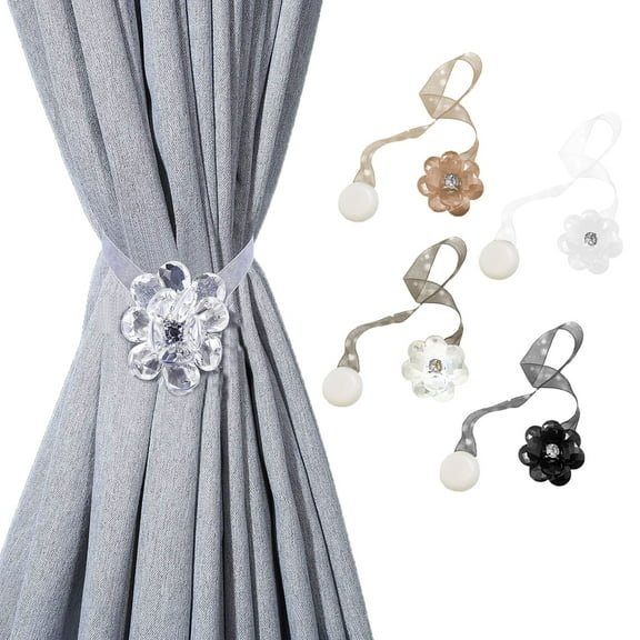 Sunjoy Tech Magnetic Curtain Tiebacks, Decorative Flower Curtain Holdbacks Home Office for Window Décor, Drapes Ribbons Holdbacks Holders European Style