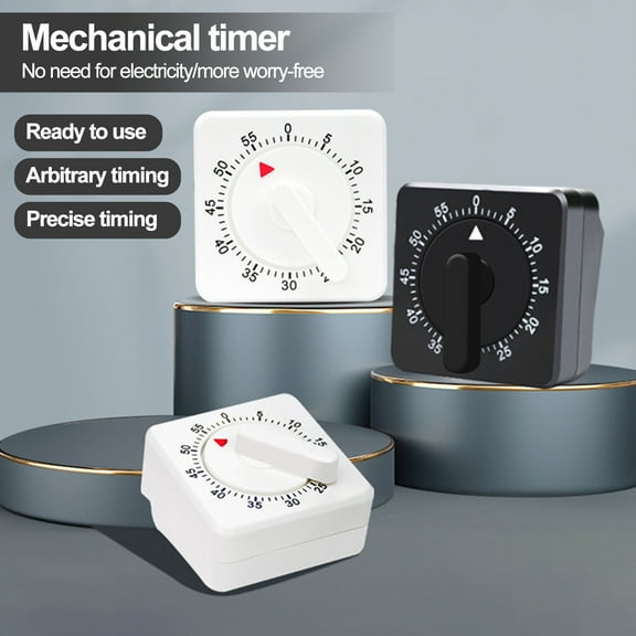 Sunjoy Tech Mechanical Kitchen Timer Square 60 Minute Portable Battery-free Timer for Cooking Baking And Time Management
