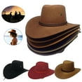 thumbnail image 1 of Sunjoy Tech Men Women Cowboy Hat, Faux Felt Western Cowboy Hat Fedora, Outdoor Wide Brim Hat with Strap, 1 of 4