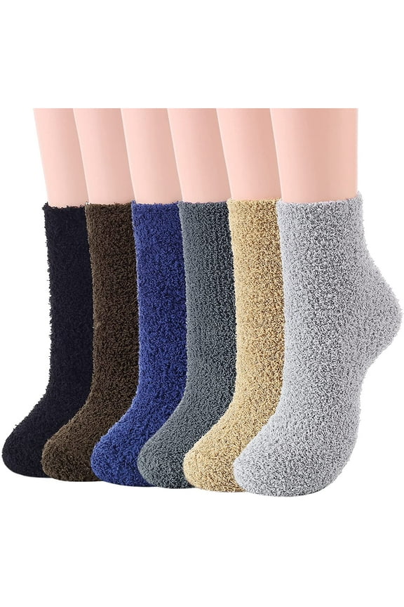 Mens Fuzzy Socks Grip Socks Microfiber Plush Sleeping Socks Soft Warm Cozy Comfy Anti-Skid Solid Color