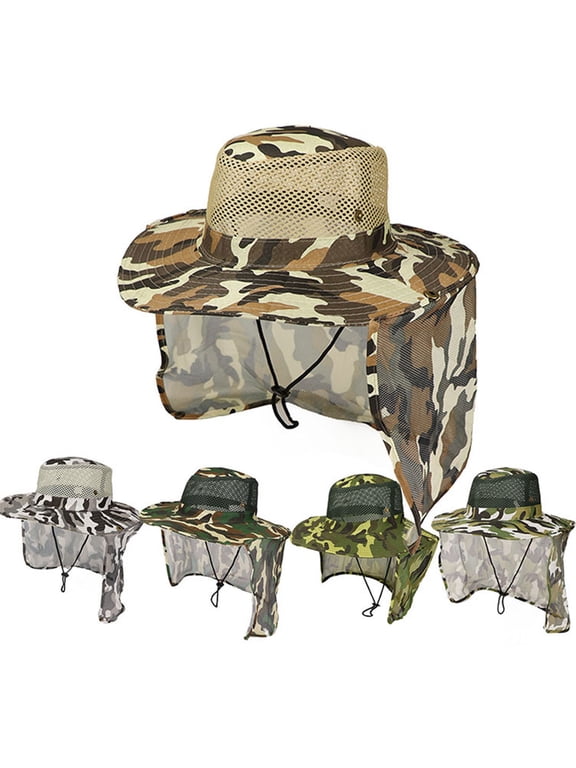 Mens Wide Brim Sun Hat with Neck Flap Fishing Safari Cap for Outdoor Hiking Camping Gardening Lawn Field Work