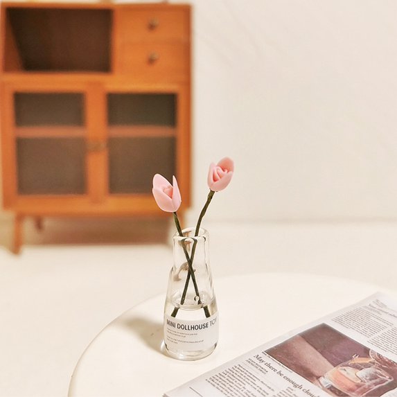 Sunjoy Tech Mini Flower Vase,Miniature Model Mini Flower Vase for 1/6 1/12 Scale Dollhouse Ornament,Artificial Flowers Dollhouse Accessories