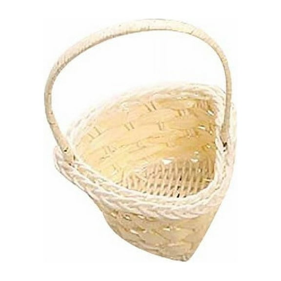 Sunjoy Tech Mini Picnic Basket with Handle, Plastic Woven Shopping Basket, Kids Toy Storage Gift Packing Basket, Empty Easter Eggs and Candy Small Gift Basket, for Home Table Decor - 1PC