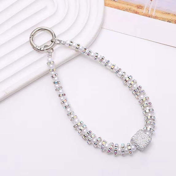 Sunjoy Tech Mobile Phone Wrist Strap Beaded Faux Pearl Phone Lanyard Anti-Theft Hands-Free Bracelet Phone Strap