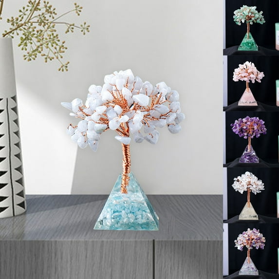 Sunjoy Tech Money Tree Statue Good Symbolism Aesthetic Decorative Handcrafted Good Luck Spiritual Artificial Stone Tree Household Decor