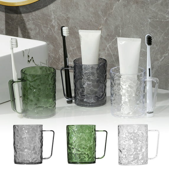 Sunjoy Tech Mouthwash Cup Glacier Pattern Design Anti-Fall Light Luxury with Handle Wear-resistant Bathroom Toothbrush Storage Cup