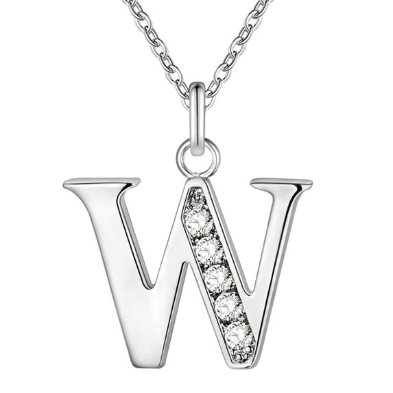 Sunjoy Tech Necklace Popular Silver Plating Copper English Letters Rhinestone Pendant Chain for Party