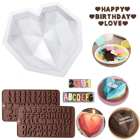 Sunjoy Tech Non-stick Silicone Diamond Mousse Cake Mold, 4.53 Diameter Cups 3 Count