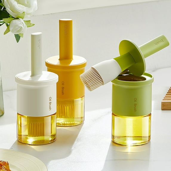 Sunjoy Tech Oil Bottle Heat Resistant Oil Brush Bottle Transparent Glass Dustproof Oil Container for Home Kitchen