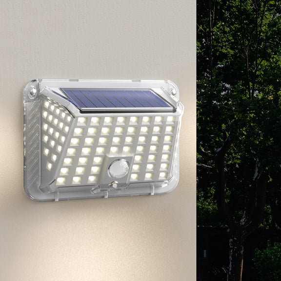 Sunjoy Tech Outdoor Garden Lamp Illuminate Your Outdoor Space with Solar-powered 90 LED 3 Light Modes Waterproof Motion Sensor Wall Light