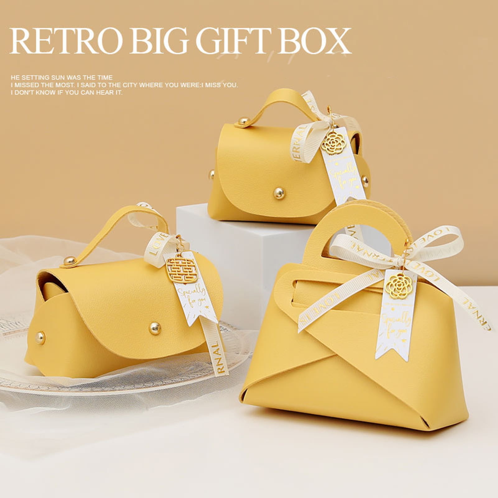 Sunjoy Tech Packaging Box Ribbon Bow Handle Design Handbag Shape Faux ...