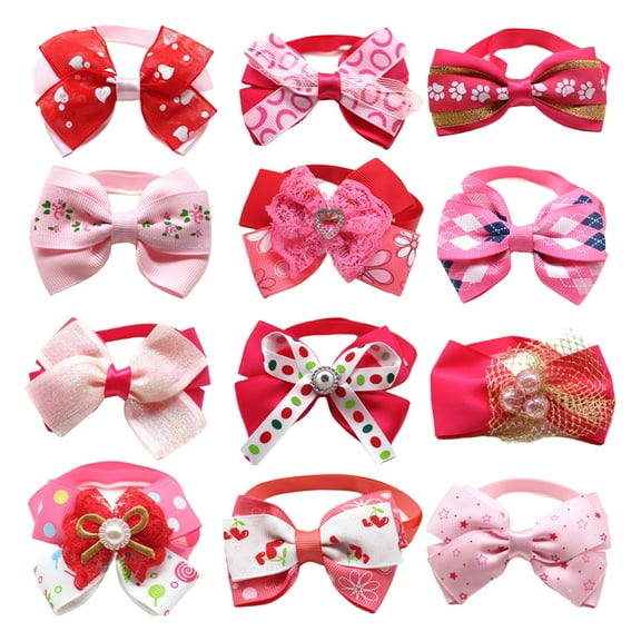 Sunjoy Tech Pet Collar Romantic Princess Style Printed Adjustable Decorative Dress Up Gift Valentines Day Puppy Dog Cat Neck Tie - Random 1PC