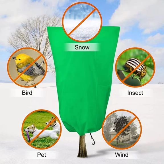 Sunjoy Tech Plant Warm Cover with Drawstring Garden Frost Protection Cover Winter Cold Proof Cover Reusable for Outdoor Plants Trees Shrubs