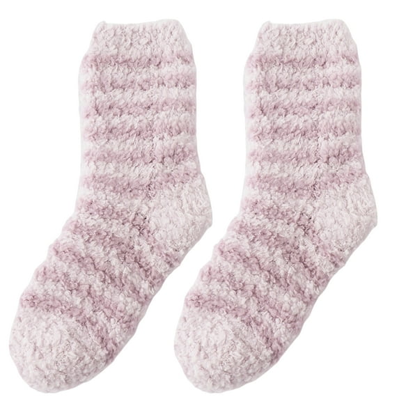 Sunjoy Tech Plush Slipper Socks Women - Colorful Warm Fuzzy Crew Socks Cozy Soft for Winter Indoor - 1 Pair