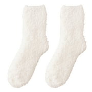 Sunjoy Tech Plush Slipper Socks Women - Colorful Warm Fuzzy Crew Socks Cozy Soft for Winter Indoor - 1 Pair