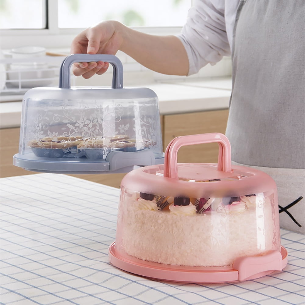 Mainstays Cake and Cupcake Dessert Carrier, Rectangular Design, Clear with  Dark Gray Handle and Clasps, Includes Slice-and-Serve Utensil (1 Each) 18