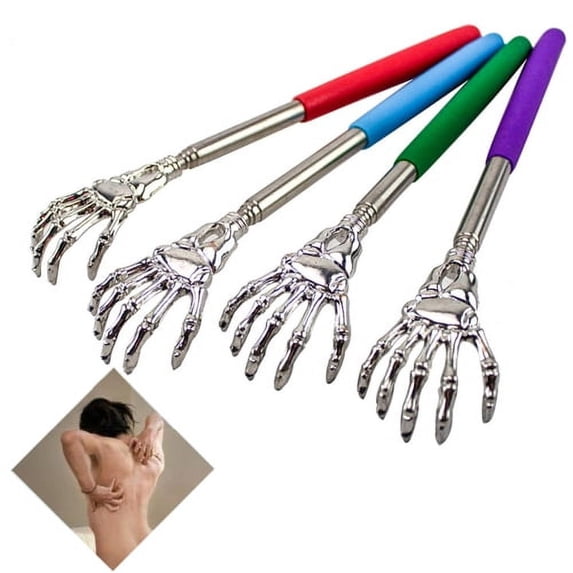 Sunjoy Tech Portable Extendable Back Scratcher - Long Hand Shaped Backscratchers for Men Women - Metal Stainless Steel Telescoping Massage Tool - 1PC, Random Color