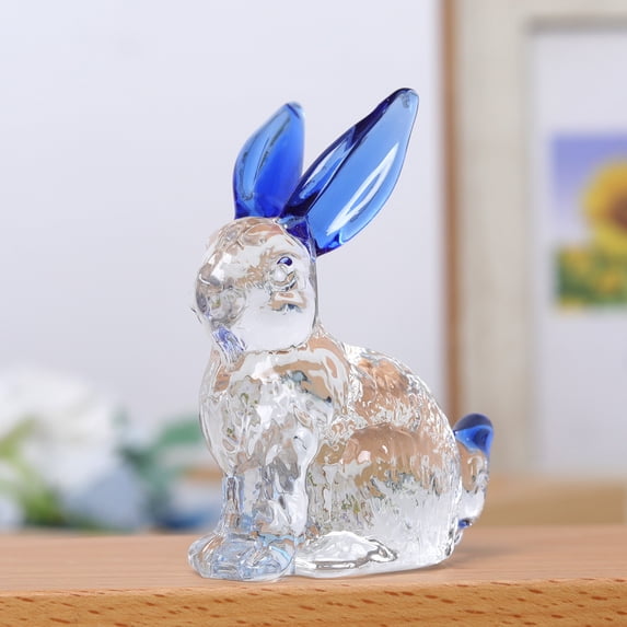 Sunjoy Tech Rabbit Figurine Transparent Faux Crystal Rabbit Statue Bunny Sculpture Glass Animal Ornament for Home Office Desk Decoration