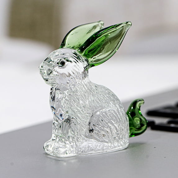 Sunjoy Tech Rabbit Figurine Transparent Faux Crystal Rabbit Statue Bunny Sculpture Glass Animal Ornament for Home Office Desk Decoration