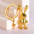thumbnail image 1 of Sunjoy Tech Rabbit Keychain with Faux Leather Lanyard 3D Zinc Alloy Gift Mirror Shine Bunny Animal Key Ring Pendant Backpack Ornament, 1 of 5