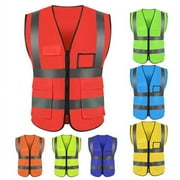 Sunjoy Tech Reflective Safety Vest for Women Men High Visibility Security with Pockets Zipper Front
