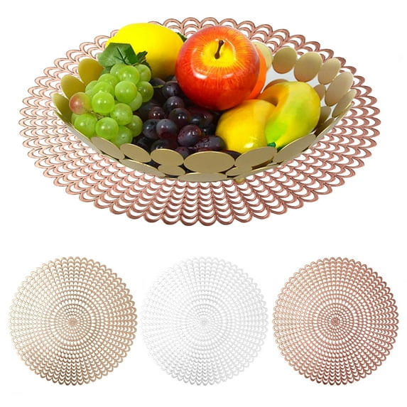 Sunjoy Tech Round Placemats Hollow Out PVC Place Mats Coasters Heat Resistant Table Mats for Wedding Dinner Party Table Supplies